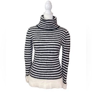 Banana Republic Black and White Striped Turtleneck Sweater